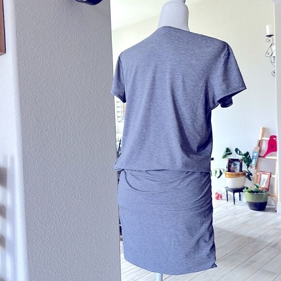 NWT Patagonia Glorya Gray T Shirt Mini Dress Ruched Short Sleeve Crew Neck S - Picture 6 of 7